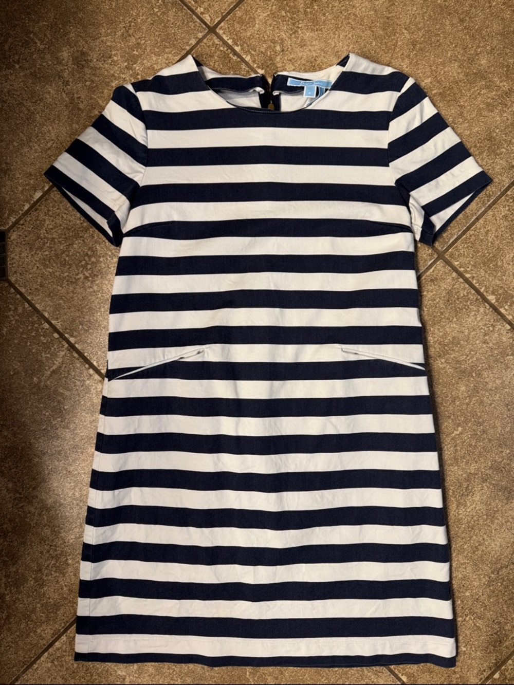 Draper James Navy and White Striped Shift Dress